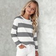 thumbnail image 2 of UAYOTSE Girls Kids Striped Long Sleeve Top Crew Neck Classic Print School Everyday Casual Outfit Fall,Sizes 9-10 Years, 2 of 7