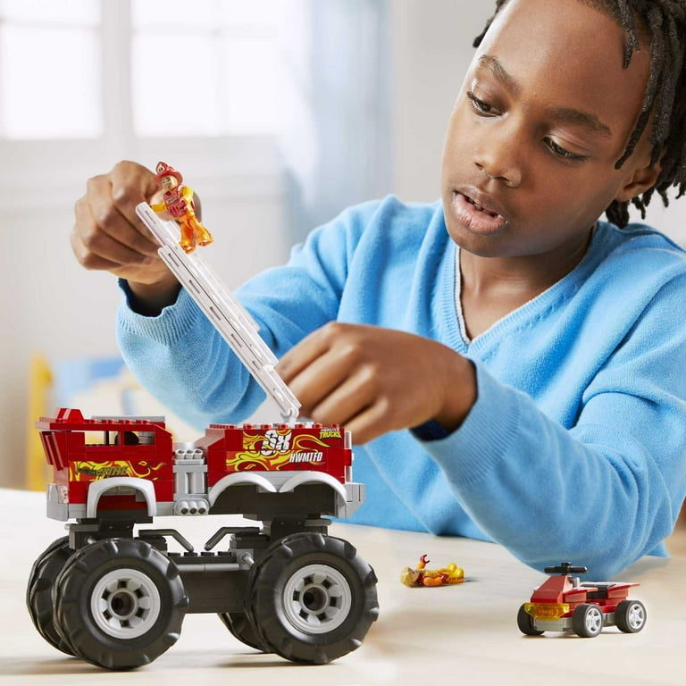 MEGA Hot Wheels 5 Alarm Fire Truck Monster Truck Building Set with 1 Figure 284 Pieces Walmart