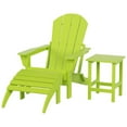 thumbnail image 2 of Polytrends  Laguna All Weather Poly Outdoor Patio Adirondack Chair Set - with Ottoman and Side Table (3-Piece) Lime, 2 of 5
