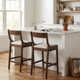thumbnail image 4 of Dayalane Modern Farmhouse Bar Stools Set of 2, 26”Counter Height Bar Stools with Slatted Back, Linen Upholstered & Solid Wood Legs Barstools for Kitchen Island Dining Rooms and Home Bars, Beige, 4 of 11