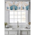 thumbnail image 4 of Blue Beige Coastal Curtain Valances for Windows, Summer Beach Nautical Shell Coral Starfish Kitchen Valance Window Treatment, Light Filtering Block Curtains for Bathroom/Bedroom/Living Room 54''x18'', 4 of 9