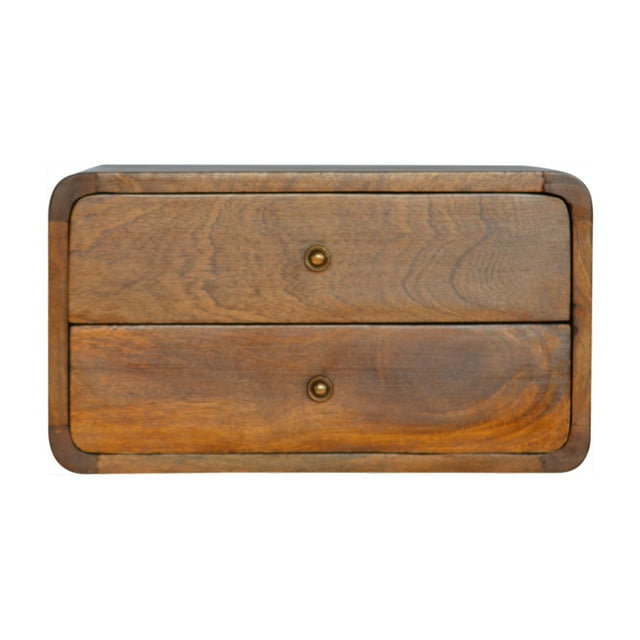 Artisan Furniture Solid Wood Floating Curved Chestnut Nightstand