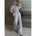 thumbnail image 6 of Women'S Tracksuit Set - Long Sleeve Zipper Hooded Sweatshirt with Solid Color Lace-Up Pants - Two-Piece Set Light Gray L, 6 of 10