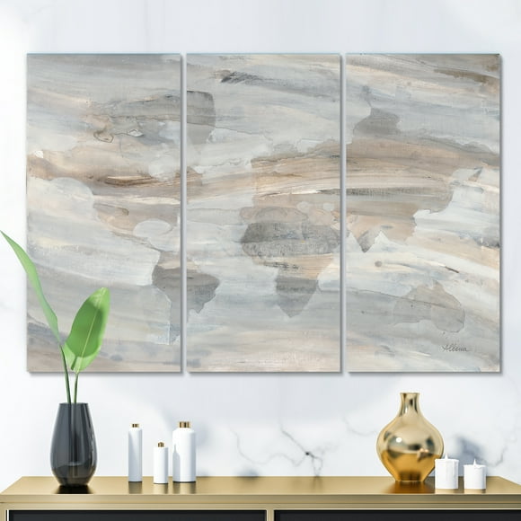 Designart - Misty World Map - Glam Map Canvas Artwork