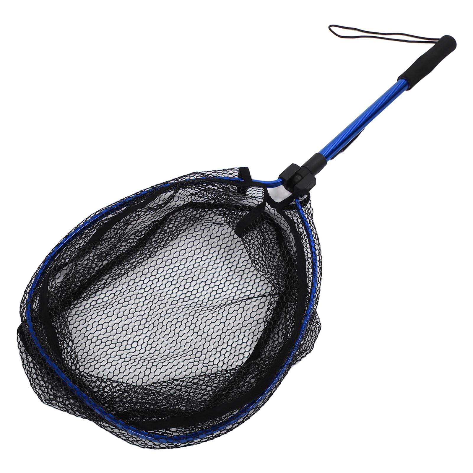 Rupoun Premium Aluminum Alloy Floating Fishing Net Fish Landing Net with Rubber Mesh Safe Catch Release Compact Foldable Portable Net 18.1 inches / 46 cm Blue Edition