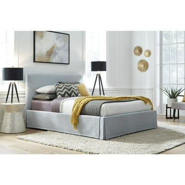 Modus Furniture Shelby Upholstered Skirted Panel Bed in Sky
