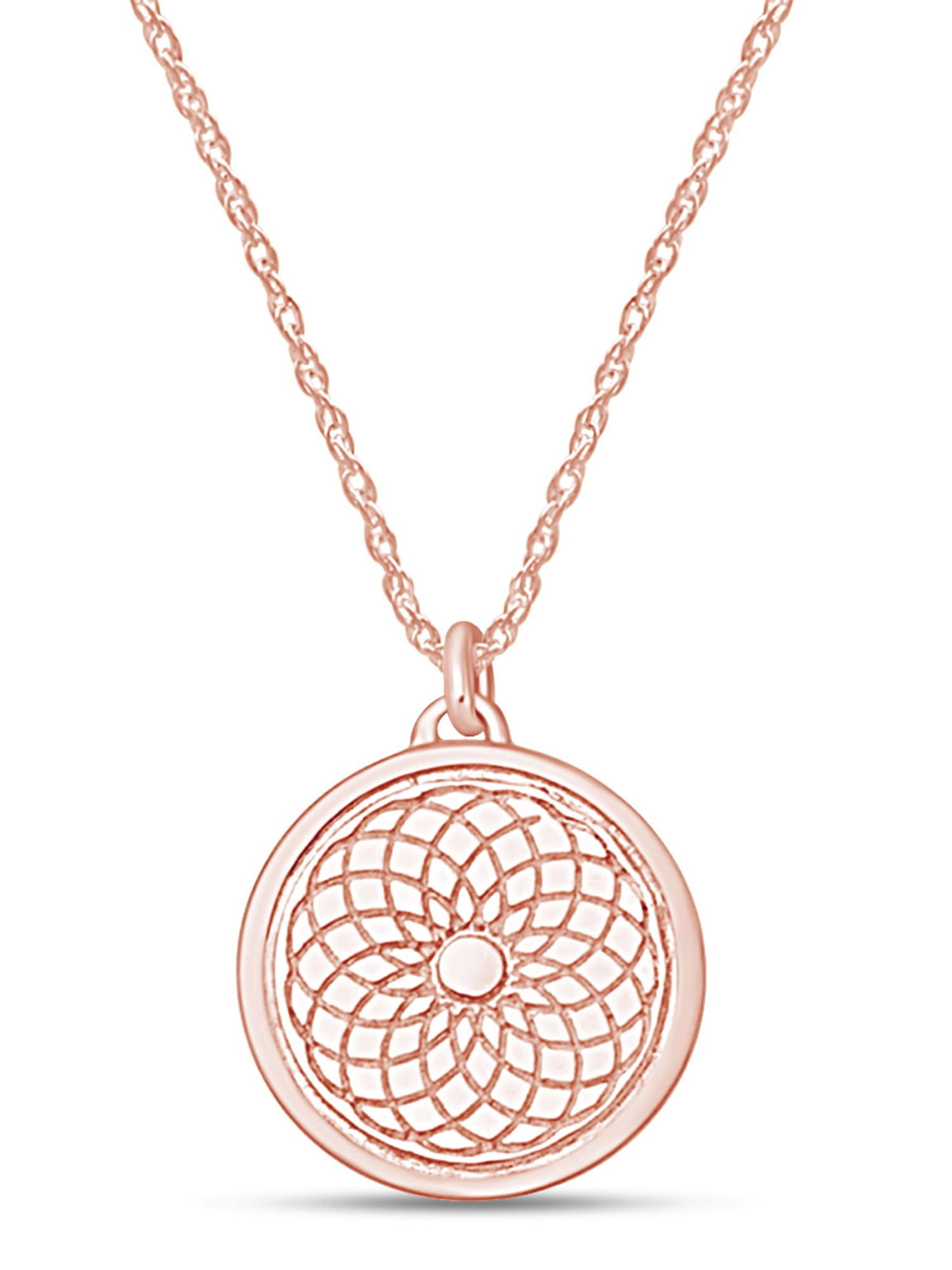 AFFY Personalize Engravable Double Circle Pendant Necklace in 14k Gold Over Sterling Silver