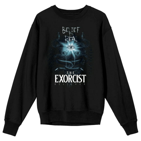 The Exorcist Third Eye Belief Is Real Crew Neck Long Sleeve Black Adult Sweatshirt-Large