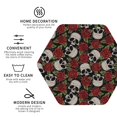 thumbnail image 3 of Honeii Red Rose Skull print Leather Coaster Set of 4, ideal for safeguarding your furniture from drinks spills and effortless cleanup-Hexagon, 3 of 6
