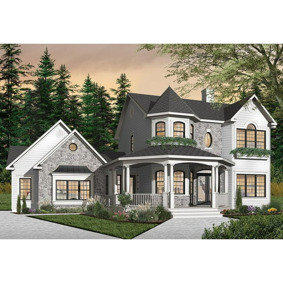 728-2986: Victorian Traditional 3 Bed, 3 Bath Luxury Home Plan, 1936 Sq Ft: Full Blueprints with License to Build by Home Plan Marketplace - Lesuto