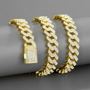 Rhinestone Paved Miami Rhombus Cuban Necklace Men Jewelry