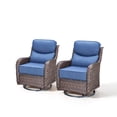 thumbnail image 2 of Jentlehouse Outdoor Patio Swivel Glider Chair Set of 2, All-Weather Wicker Rattan Swivel Rocking Lounge Chair with Removable Blue Cushions for Porch Balcony Backyard, Brown Wicker, 2 of 11