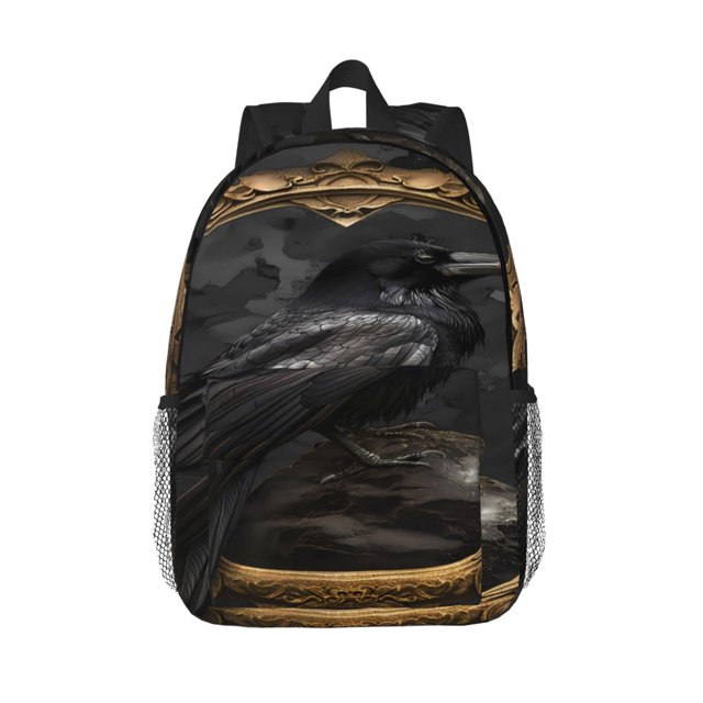 Disketp Gothic Raven Portrait Mochila Escolar de 15 Pulgadas, Mochila Ligera para Estudiantes, Viajes y Trabajo, Cómoda y Resistente para el Uso Diario