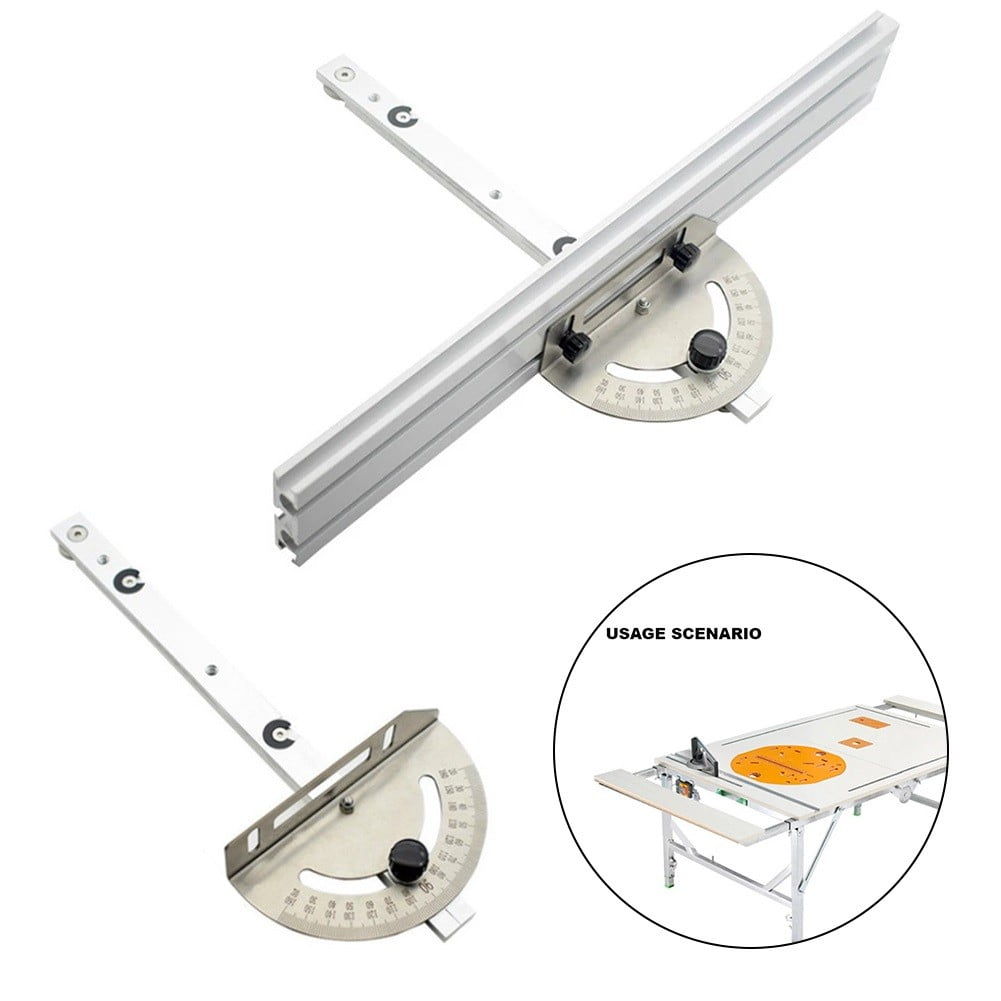 Woodworking Table Saw Adjustable Angle Ruler Miter Gauge with Track Stop Backer A