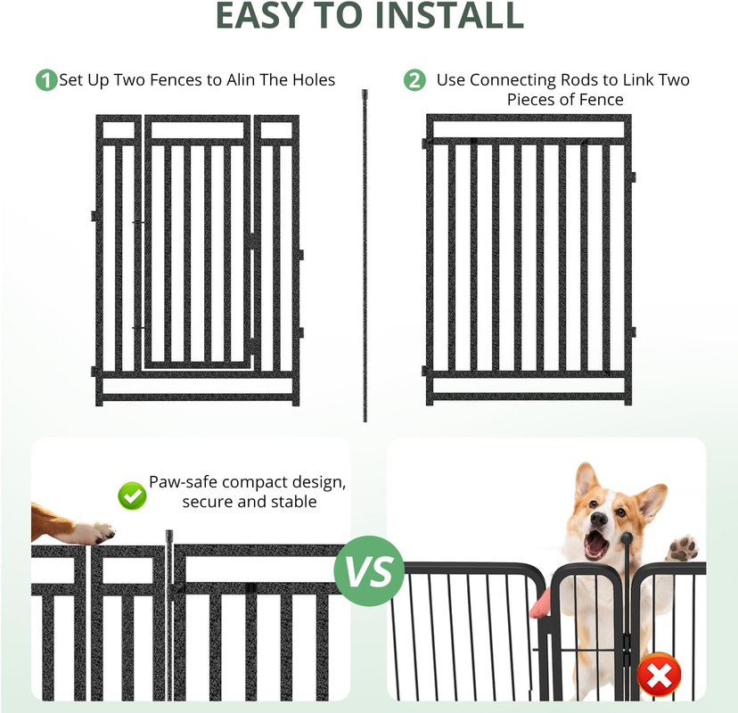 Petorldog dog playpen 40" Height, 24 Panels Foldable Metal dog fence outdoor for yard, outdoor use for RV Camping (Black-Silver)