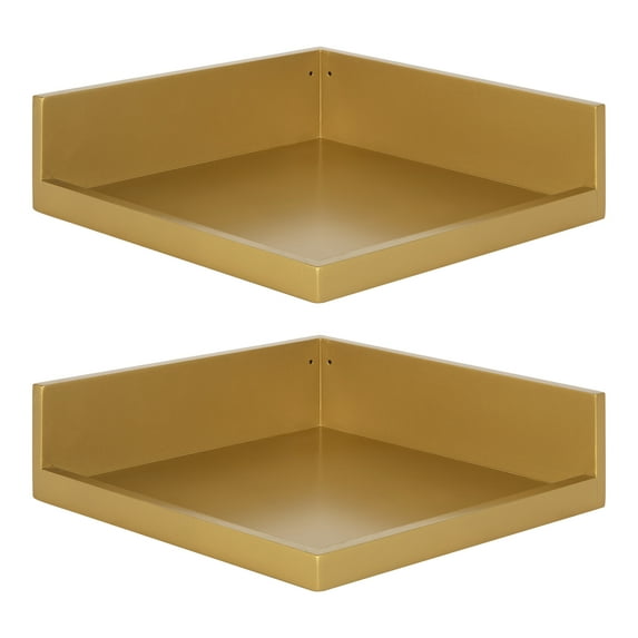 Kate And Laurel Medium Density Fiberboard Floating Shelves, 2-Pieces, 12 In X 12 In, Gold