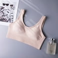 thumbnail image 3 of Jinhomg Sports Bras for Women Comfy Seamless Full Coverage Wireless Bra Solid Everyday Bras Ladies Sleep Bras with Removable Bra Padded Clearance Items for Women Beige L, 3 of 5