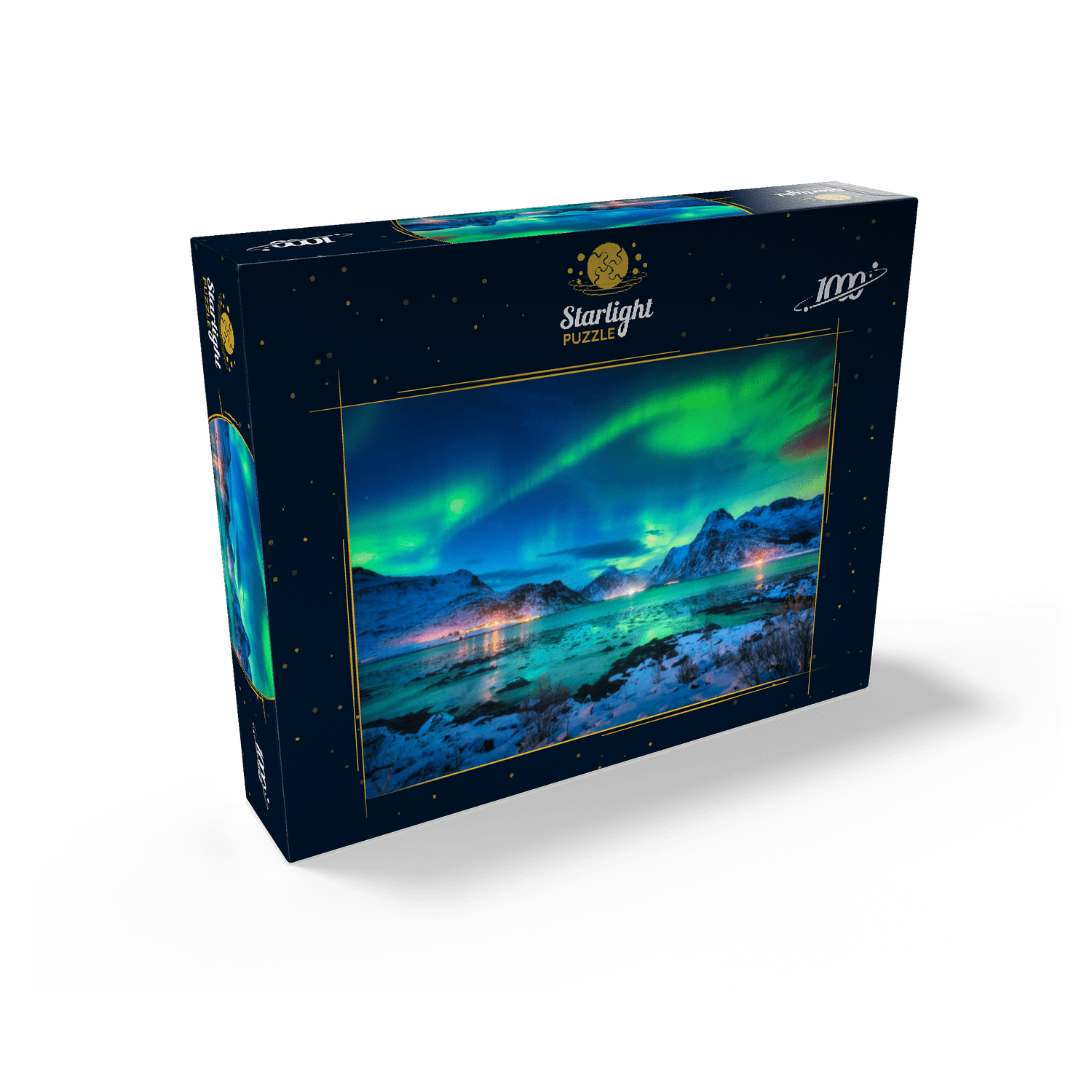 MyPuzzle - Aurora Borealis Over Sea Coast, Lights At Night. Northern Lights On Lofoten Islands, Norway - Premium 1000 Piece Jigsaw Puzzle for Adults