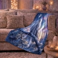 thumbnail image 5 of Magic Snowy Owl Winter Night Sky Enchanted Celestial, Peaceful Mountain Lake Scene, Warm Flannel Blanket for Cabin and Lodge, Outdoor Lovers Camping Gift, Fantasy Home Decor, 5 of 7