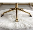 thumbnail image 6 of Artificial Rabbit Hair Home Office Chair with Wheels & Golden Metal Base, Height Adjustable Swivel Vanity Chair, Pink, 6 of 7