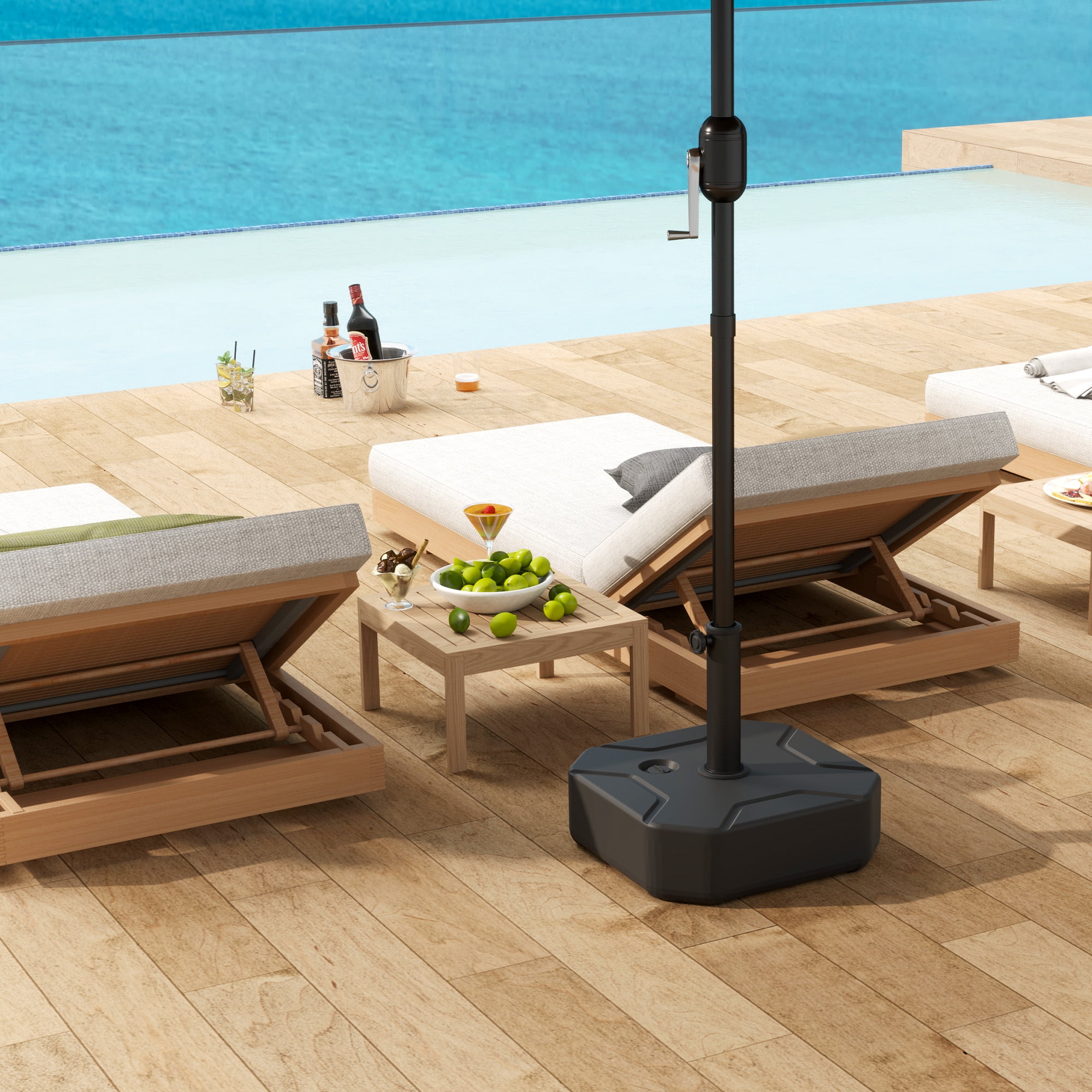 Outsunny Patio Umbrella Base Holder, Outdoor Umbrella Stand Base, Filled Up to 55lbs with Stand or 44lbs with Water for Garden, Poolside, Black