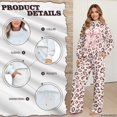 thumbnail image 6 of Glofpot Women's 2 Piece Outfits, Mock Neck Sweatsuits Loungewear Set Long Sleeve Sweatshirt, Wide Leg Sweatpants, Oversized Sweat Sets, Casual Tracksuit, Drawstring Activewear, Pink Leopard Bow, 6 of 7