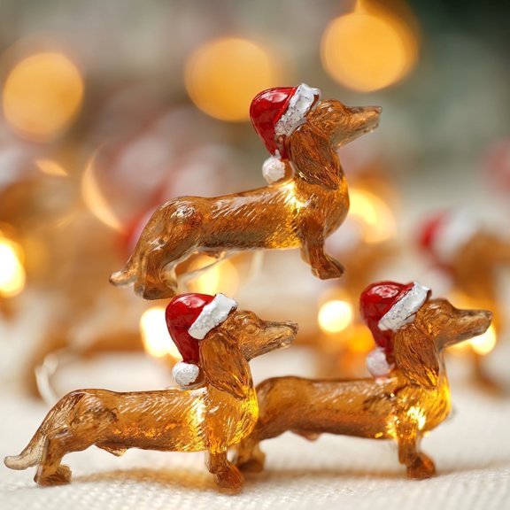 BOHON Dachshund Christmas Lights 10ft 30 LEDs Weiner Dog Christmas Decorations Fairy String Lights Battery Operated Dachshund Gift for Indoor Party Tree Puppy Pet Themed Ornament with Remote