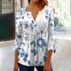 thumbnail image 4 of Camisetas de Cuello en V Mujeres, Impreso 3/4 Manga Blusa Casual Hecha de Cómodo Estante de Imitación para Toda la Temporada de Uso Diario, Camisetas Casuales de Mujer, 4 of 5