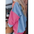 thumbnail image 4 of Women's Bright Pink Colorblock Patchwork Drop Shoulder Sweatshirt - [ZhiHiMeRi] | (US 20-22)2XL, 4 of 6