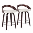 thumbnail image 2 of LumiSource Walnut Wood, Cream PU, Chrome Grotto 25" Counter Stool - Set of 2, 2 of 9