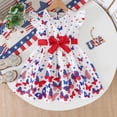 thumbnail image 4 of Tisuna Red White And Blue Butterfly Dress For Girls Toddler Kids Ruffled Sleeve Belt Waist Dress 4Th Of July Patriotic Sundress White Size 3-4 Years, 4 of 8