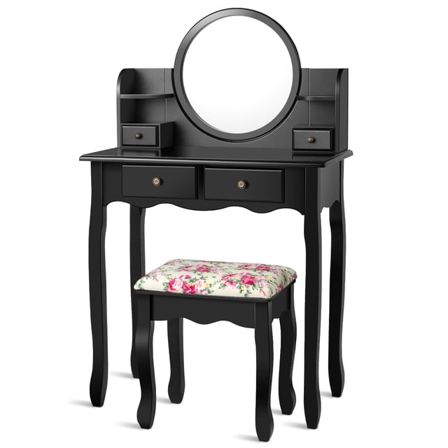 Patiojoy Vanity Table Set w/Detachable Mirror & Stool