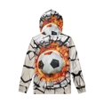 thumbnail image 2 of FKELYI Kids Hoodies with Cracked Bricks & Fire Soccer Size 8-10 Years Durable Runing Hooded Sweatshirt Stretchy Sports Crew Neck Pullover for Teen Boys, 2 of 5