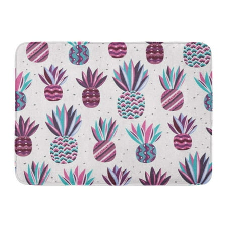 GODPOK Summer Pattern with Flat Pineapples on Bright Dots Pink Violet Purple Blue and Turquoise Colors Good Rug Doormat Bath Mat 23.6x15.7 inch
