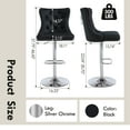 thumbnail image 3 of Velvet Bar Stools Set of 2 Modern Counter Height Bar Stools with Lion Pull Ring Tufted Back, Nailhead Upholstered Barstools for Home Kitchen Island, Swivel Adjustable Stool Chair in Black, 3 of 8