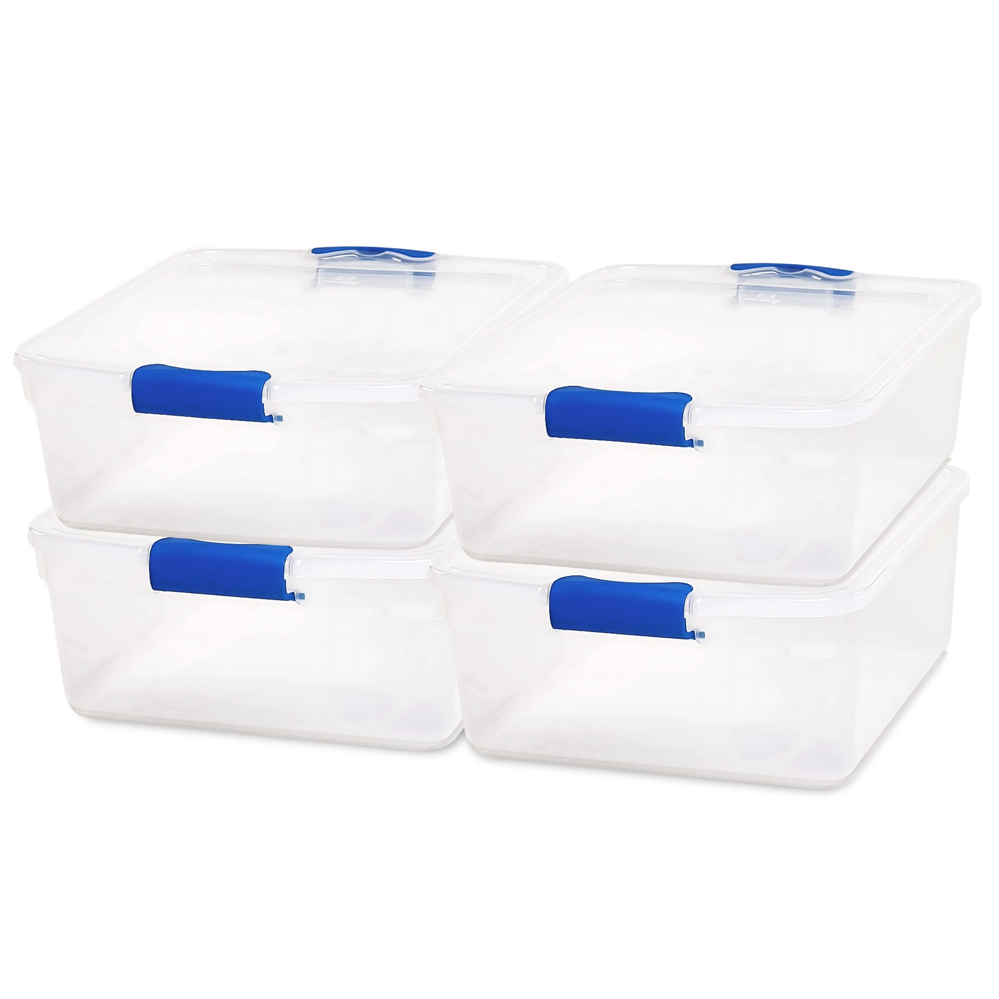 Open Box Homz 15.5 Quart Clear Plastic Stackable Storage Containers, 4 Pack