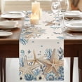 thumbnail image 3 of Table Runners 60 Inches Long Dress Scarves, Blue Beige Coastal Farmhouse Kitchen/Dining Table Runner, Small Coffee Tablerunners, Beach Starfish Summer Eucalyptus Rustic 13x60 Inch, 3 of 9