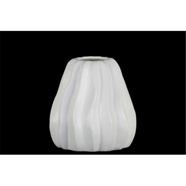 Collection Tendances Urbaines Vase Rond en Céramique avec Corps en Forme de Vague et Fond Effilé 53022 - Petit