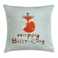 thumbnail image 1 of Birthday Decorations Throw Pillow Cushion Cover, Cute Fox Sleeping on Dotted Backdrop Greeting Message, Decorative Square Accent Pillow Case, 18 X 18 Inches, Orange Light Blue Beige, by Ambesonne, 1 of 2