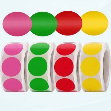 2000Pcs Coloured Dot Stickers 25mm Round Sticky Dots Label Circle Color-Code Stickers Label Solid Color Small Sticker for Coloring and Decorating (Red, Pink, Yellow, Green)