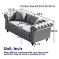 thumbnail image 6 of Chesterfield Loveseat Sofa 63.5" Button-Tufted Fabric Couch with Nailhead Trim, 2-Seater Rolled Arm Sofa with Wooden Legs for Living Room, Grey, 6 of 8