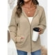 thumbnail image 3 of Sudadera con capucha SHEWIN Oversized Waffle Knit Khaki para mujer, 3 of 8
