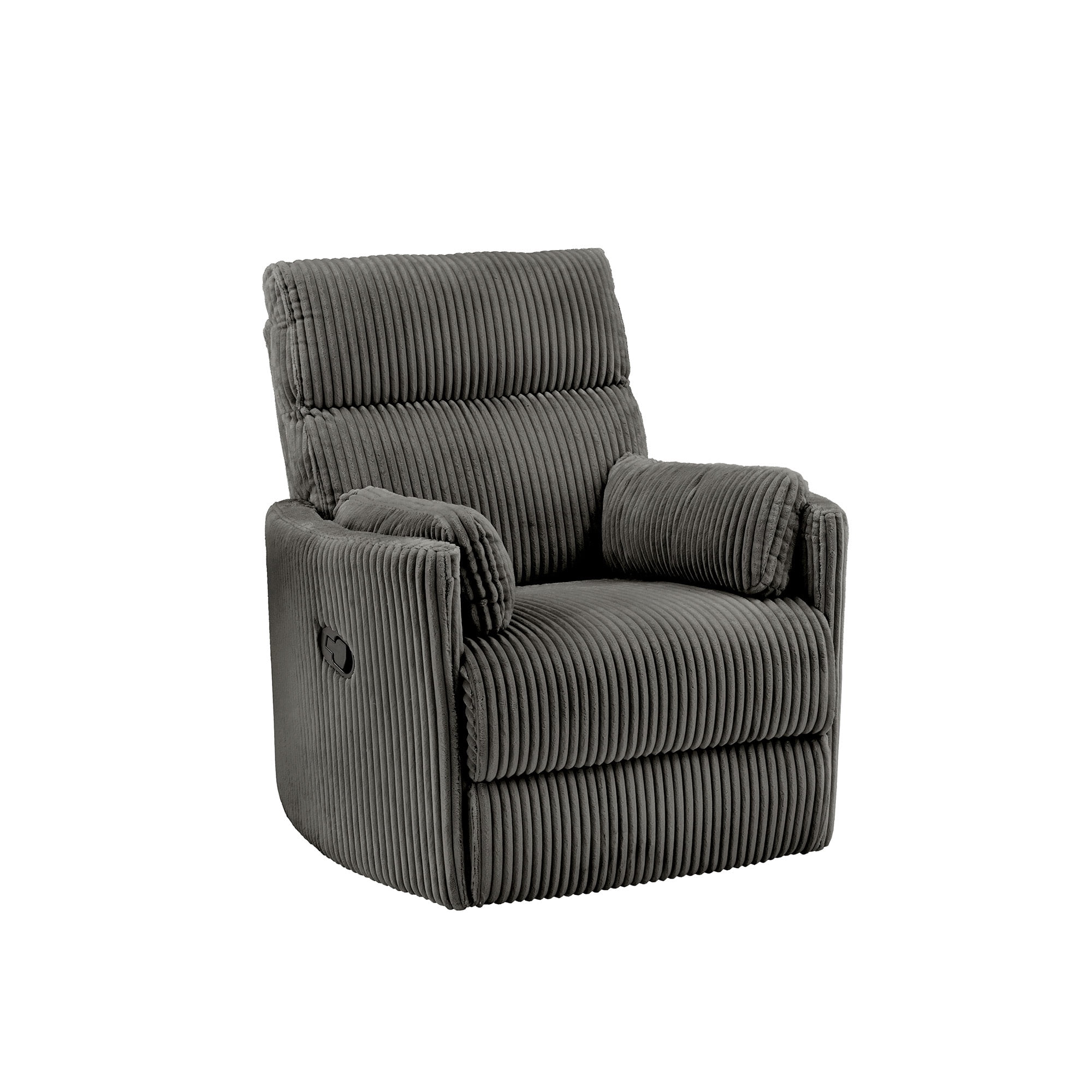 Weston Home Sloan Plush Corduroy Fabric Manual Swivel Glider Recliner, Dark Gray