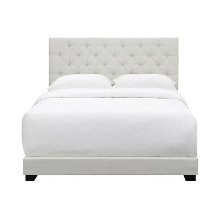 Crystal On Tuft King Bed, White Upholstered Headboard And Frame