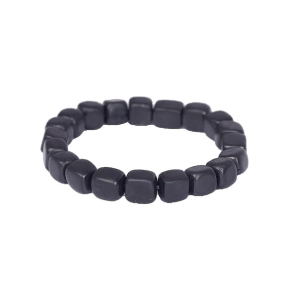 Shungite Stones Sugar Cube Beads Bracelet Chakra Balance - Handcrafted Jewelry - Healing Crystal Protection Bracelet- Crystal Spiritual Accessory
