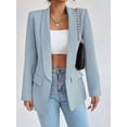 thumbnail image 3 of Women's Office Lightweight Loose Fit Solid Color Blazer Notch Collar Long Sleeve, 3 of 9