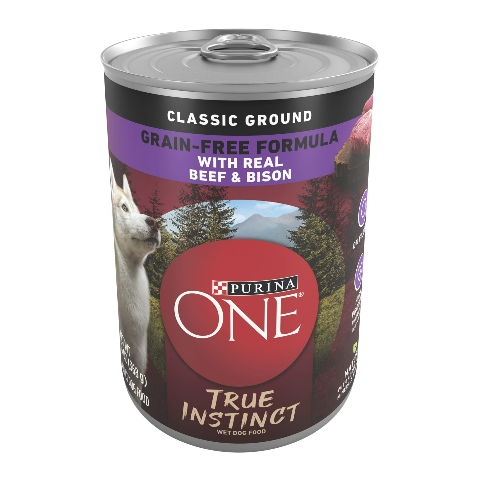 Purina ONE True Instinct Grain Free Wet Dog Food, High Protein Soft Beef & Bison, 13 oz can, 12 Pack
