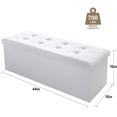 thumbnail image 7 of Camabel Folding Ottoman Storage Bench Cube 43 inch Hold up 700lbs Faux Leather Long Chest with Memory Foam Seat Footrest Padded Upholstered Stool for Bedroom Bed Coffee Table Rectangular White BG470, 7 of 7