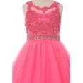 thumbnail image 2 of Big Girls Sleeveless Elegant Rhinestone Pearl Beaded Junior Bridesmaid Flower Girl Dress Pink 10 (C50C13), 2 of 5