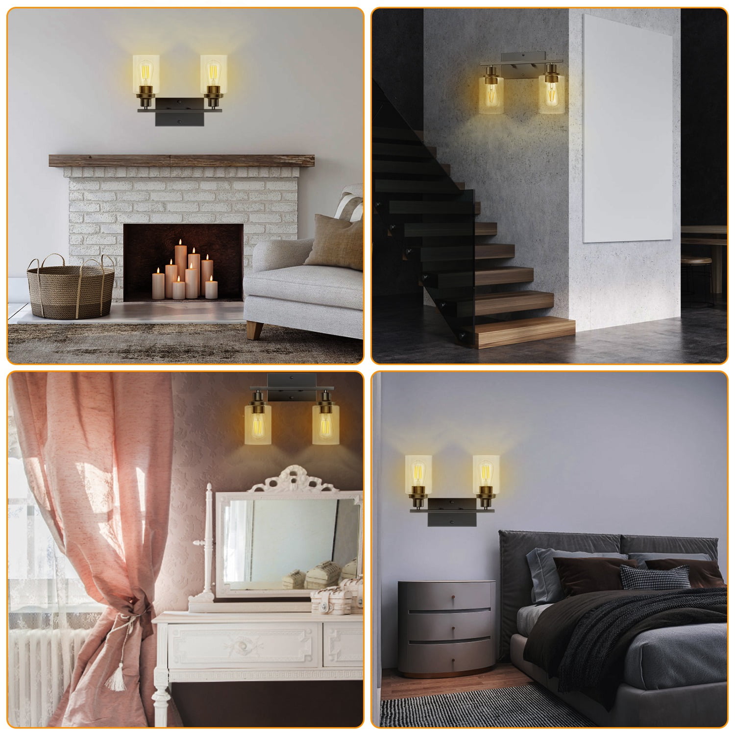 3-Light Black Bathroom Light Fixture, iMountek Vanity Light with Clear Glass Shade, Wall Mount Lamp for Bathroom, Living Room, Bedroom